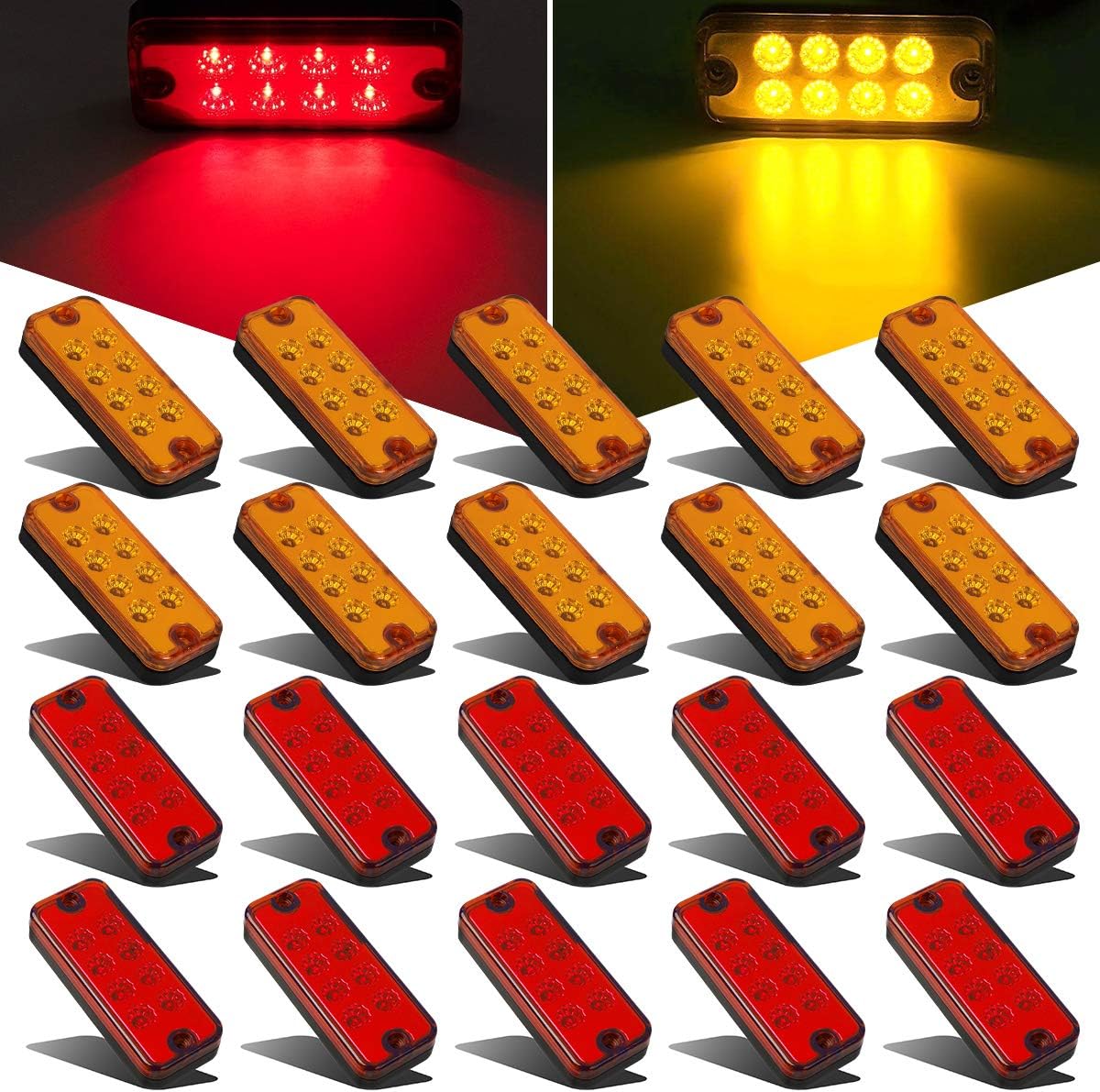 4 inch 8LED Rectangular Side Marker Clearance Lights, Running Lights